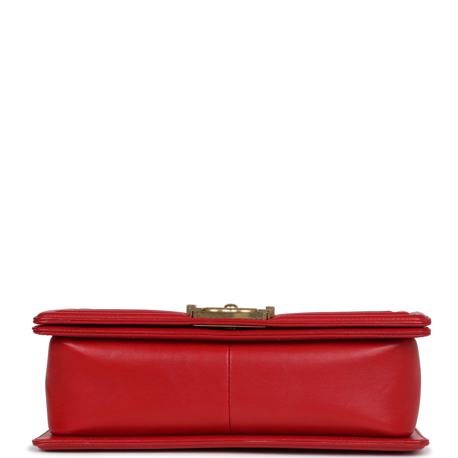 Chanel Medium Boy Bag Red Lambskin Antique Gold Hardware