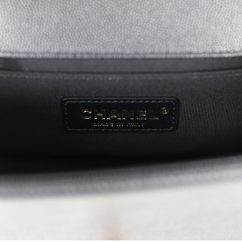 Chanel Small Boy Bag Black Caviar Antique Gold Hardware