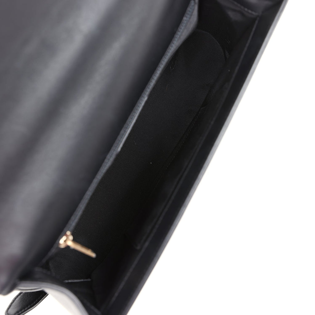Chanel New Medium Chevron Boy Bag Black Calfskin Antique Gold Hardware