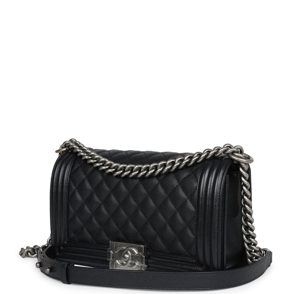 Chanel Medium Boy Bag Black Caviar Ruthenium Hardware