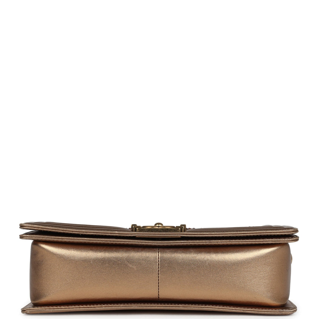 Chanel Medium Boy Bag Metallic Gold Python Antique Gold Hardware
