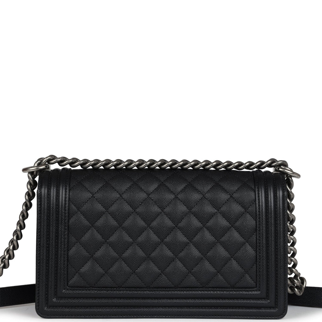 Chanel Medium Boy Bag Black Caviar Aged Ruthenium Hardware