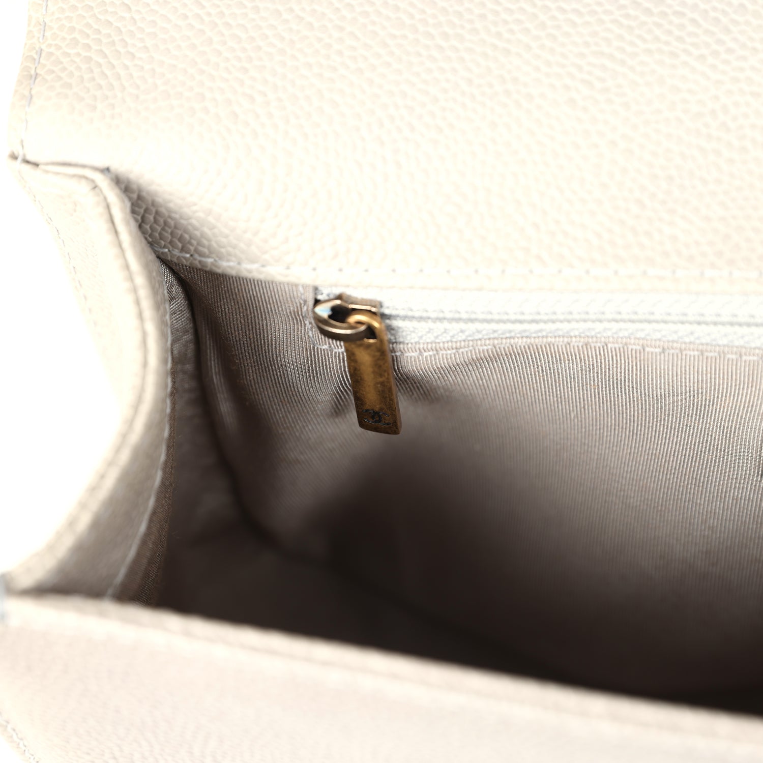Chanel New Medium Boy Bag Grey Caviar Antique Gold Hardware