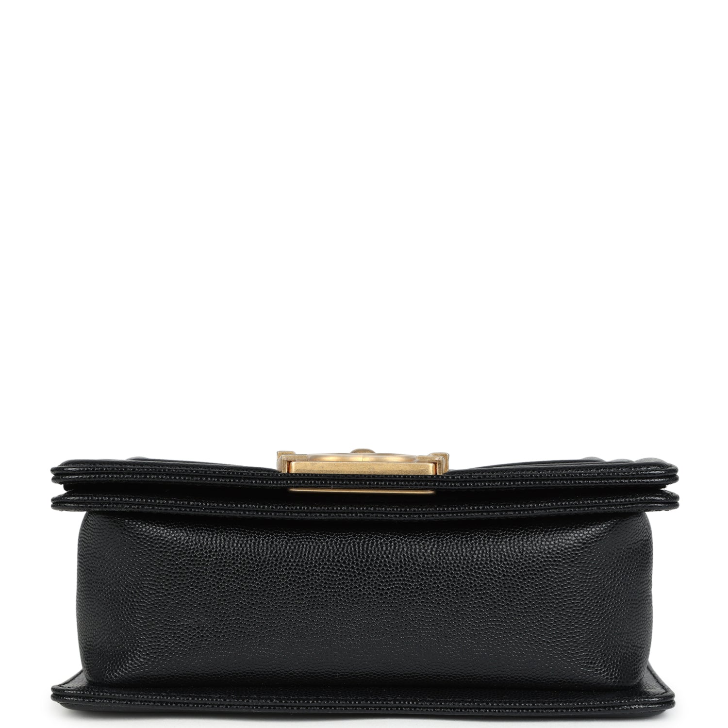 Chanel Small Boy Bag Black Shiny Caviar Antique Gold Hardware