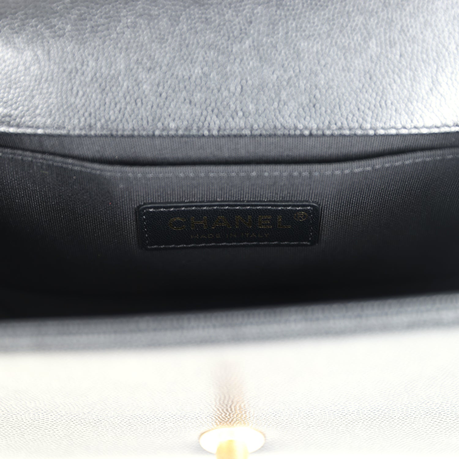 Chanel Small Boy Bag Black Shiny Caviar Antique Gold Hardware