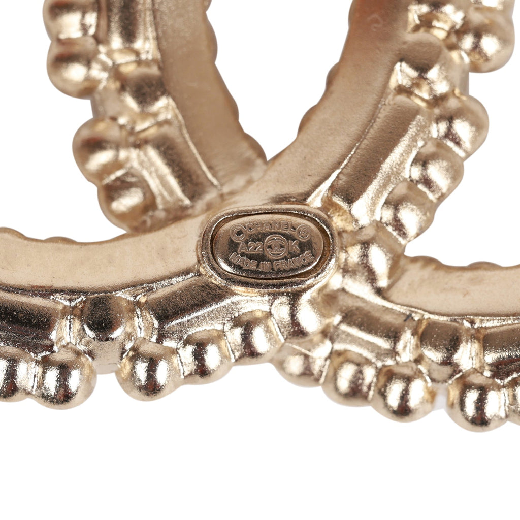Chanel Faux Pearl and Crystal CC Gold Brooch