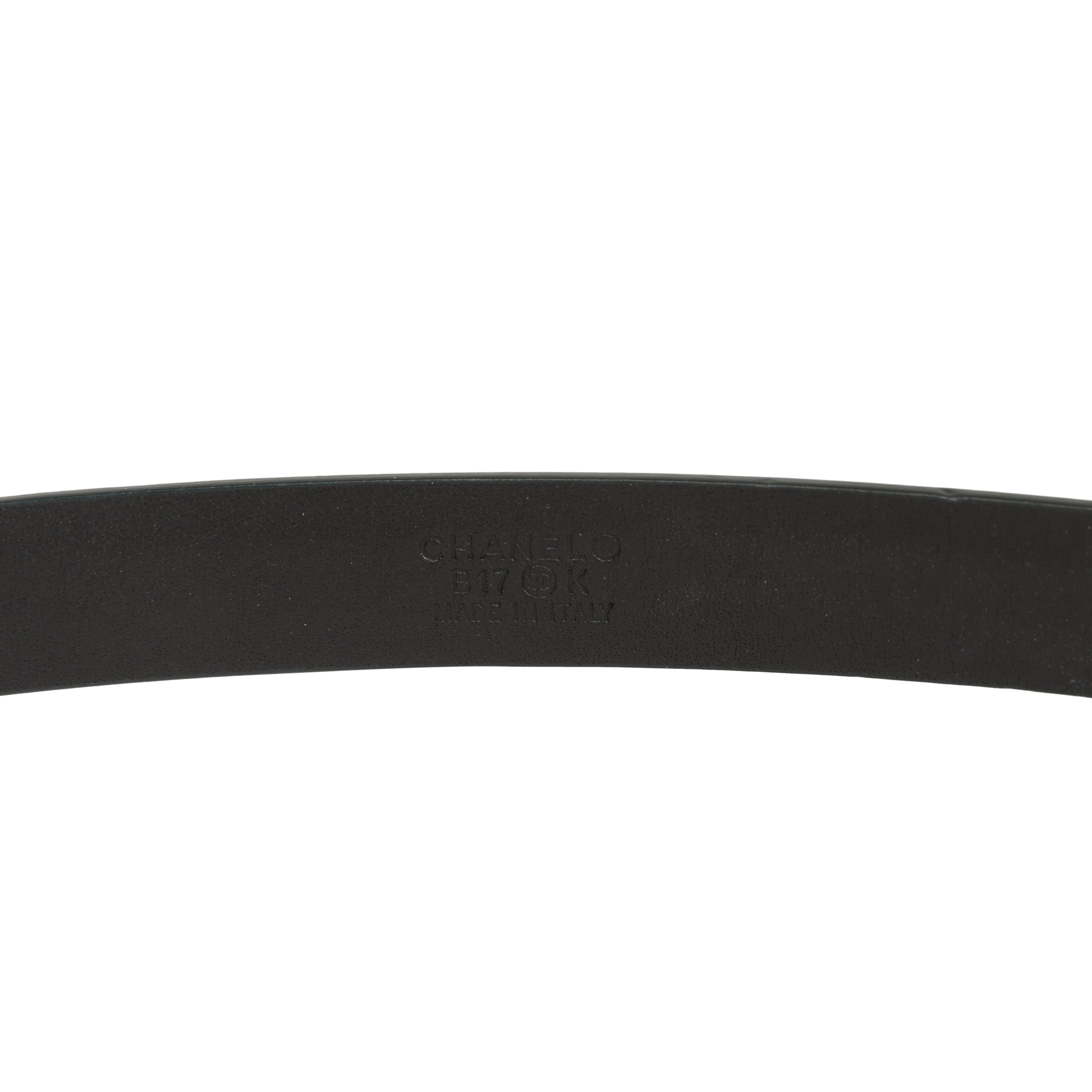 Chanel Black Metallic Patent Leather Belt 70