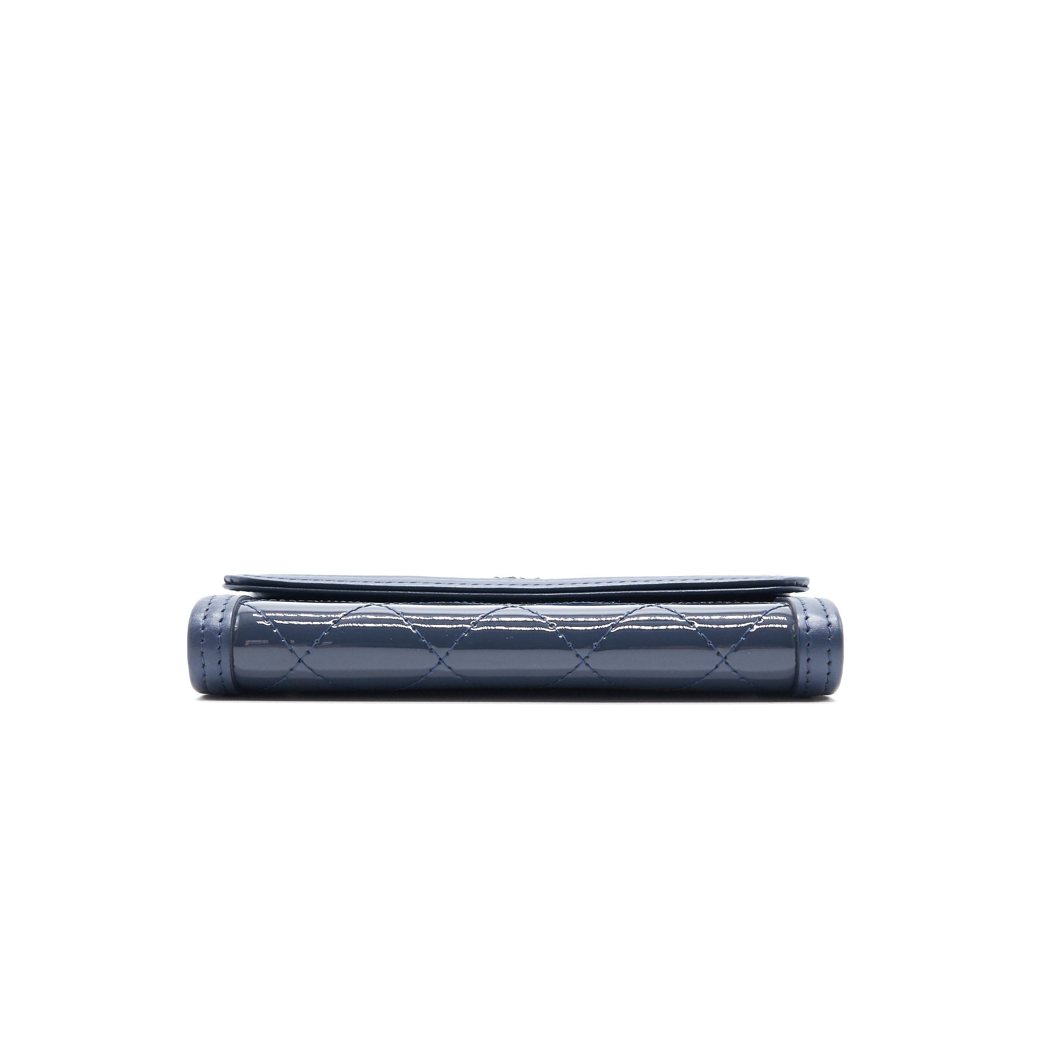 Chanel Flap Wallet Patent Leather Dark Blue Serial 20