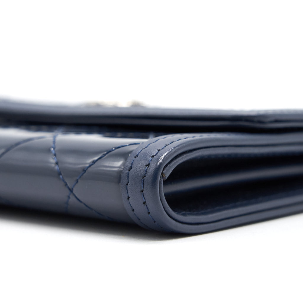 Chanel Flap Wallet Patent Leather Dark Blue Serial 20