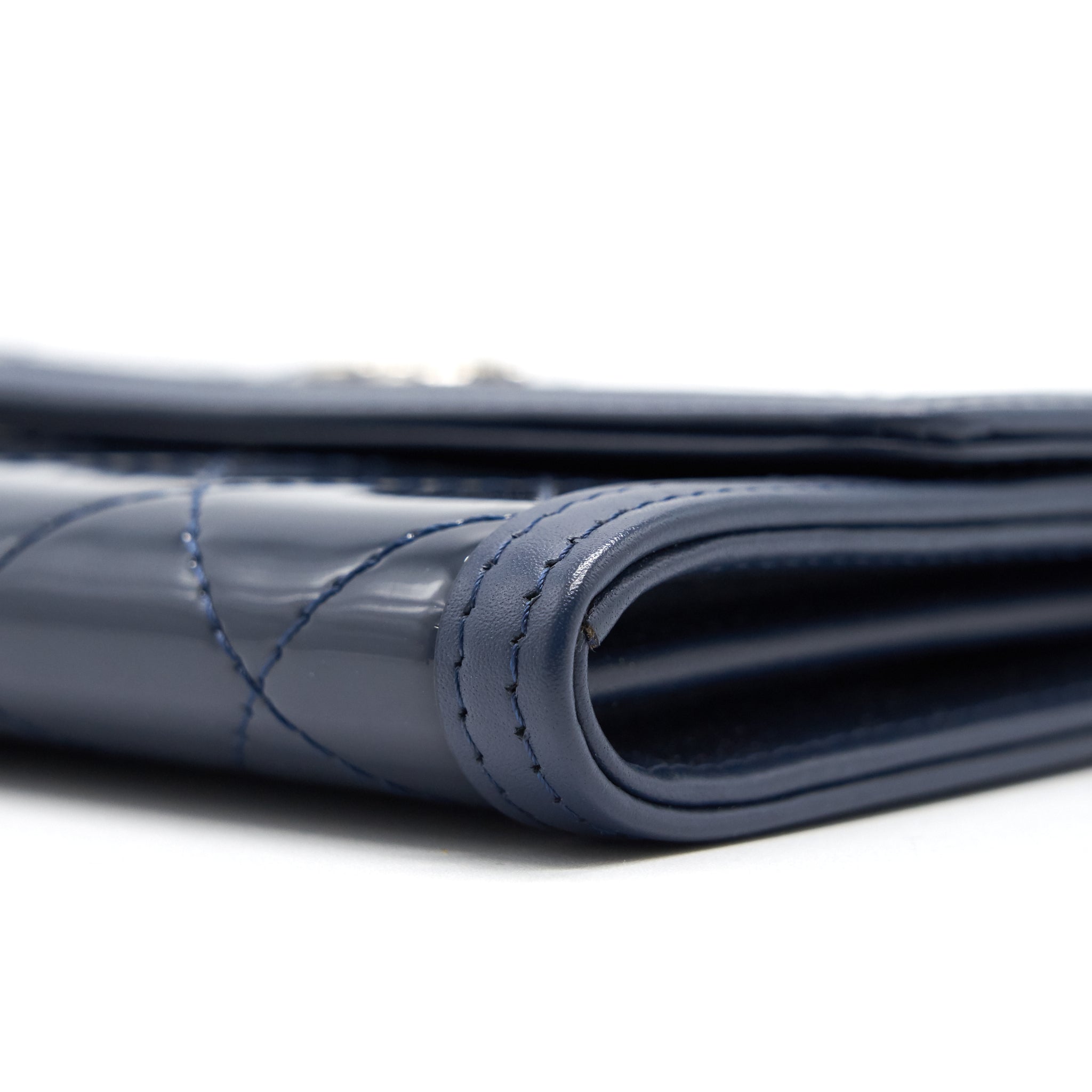 Chanel Flap Wallet Patent Leather Dark Blue Serial 20
