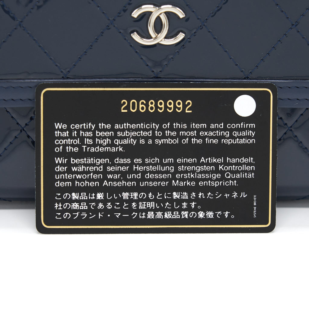 Chanel Flap Wallet Patent Leather Dark Blue Serial 20