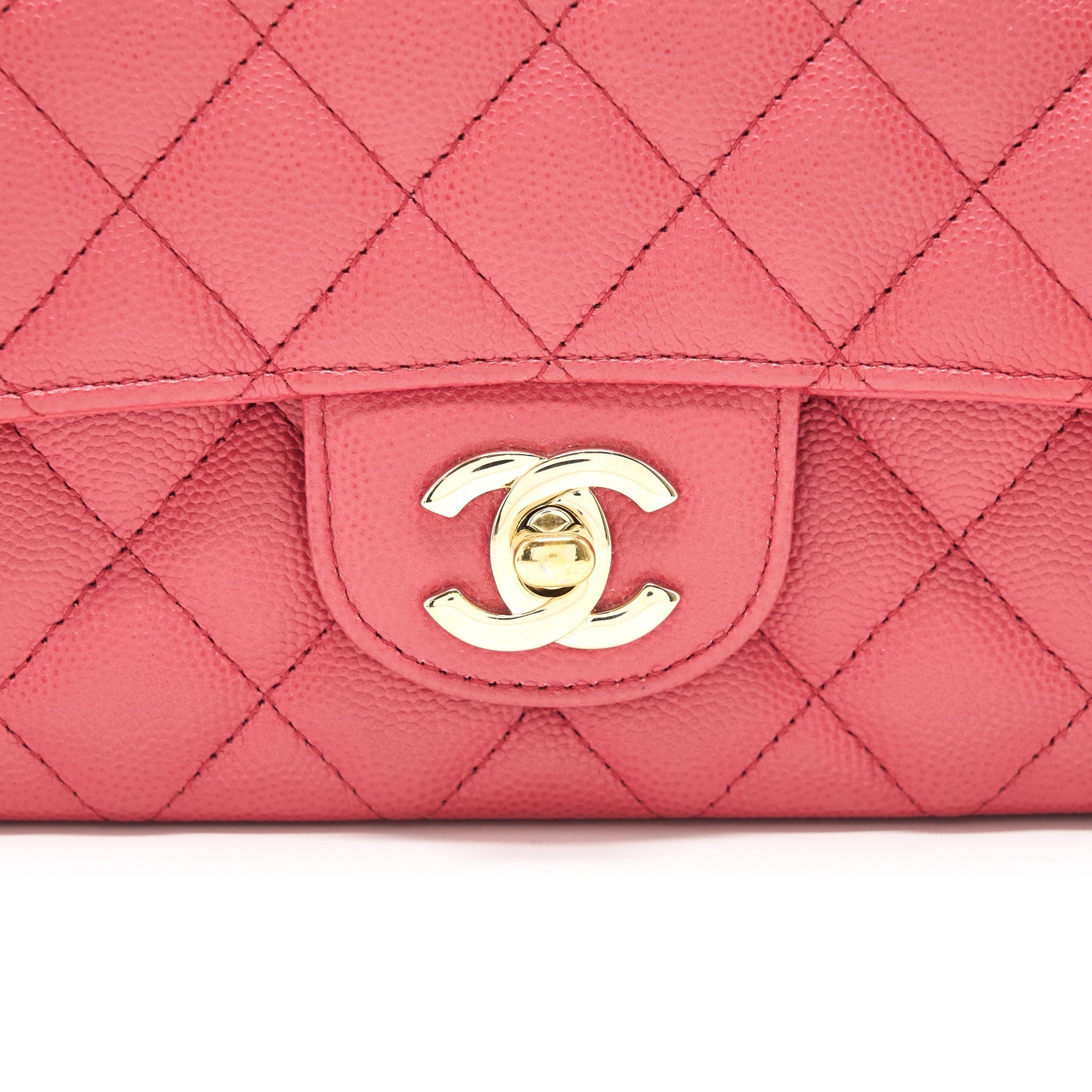 Chanel mini rectangular cavier 17c Coral Pink L