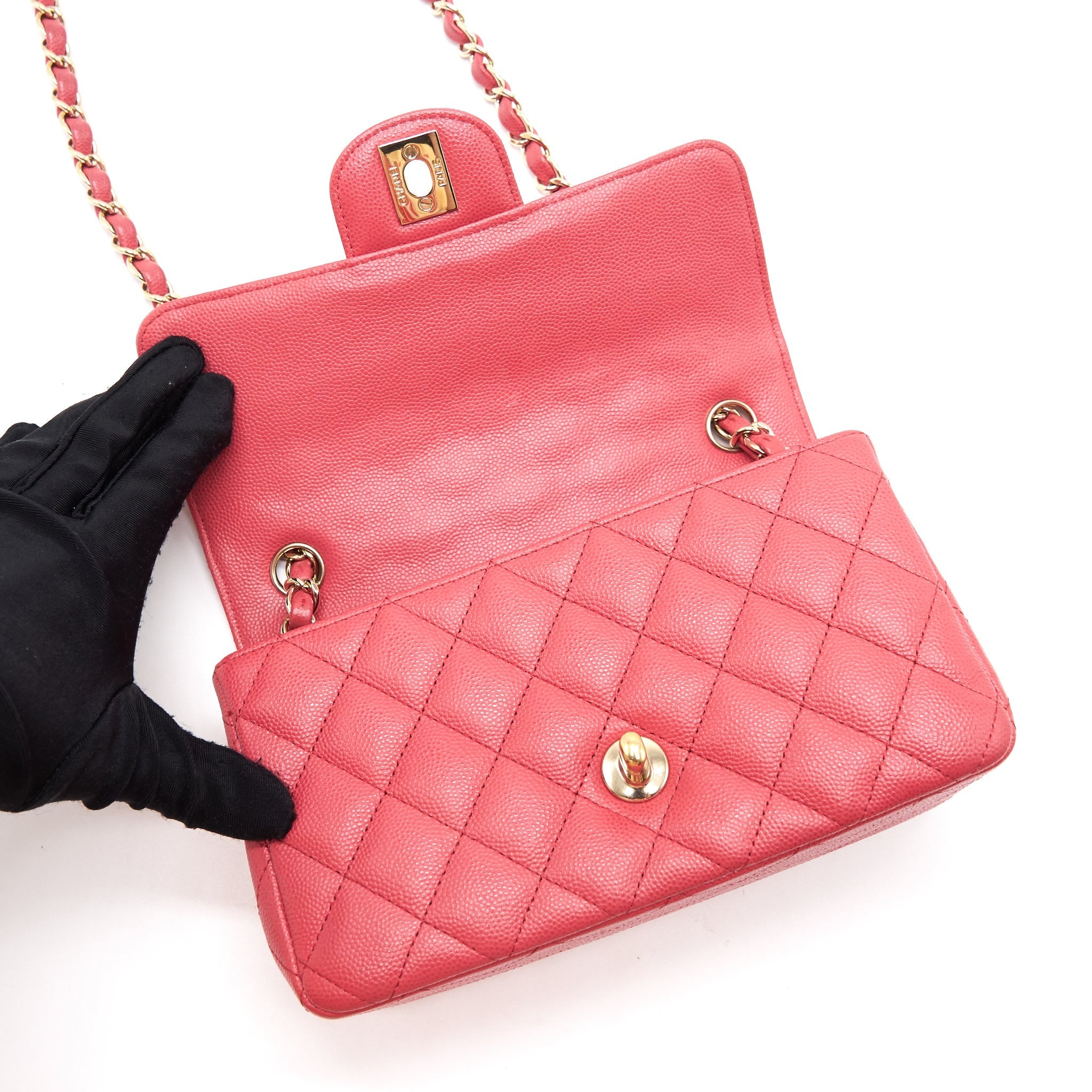 Chanel mini rectangular cavier 17c Coral Pink L