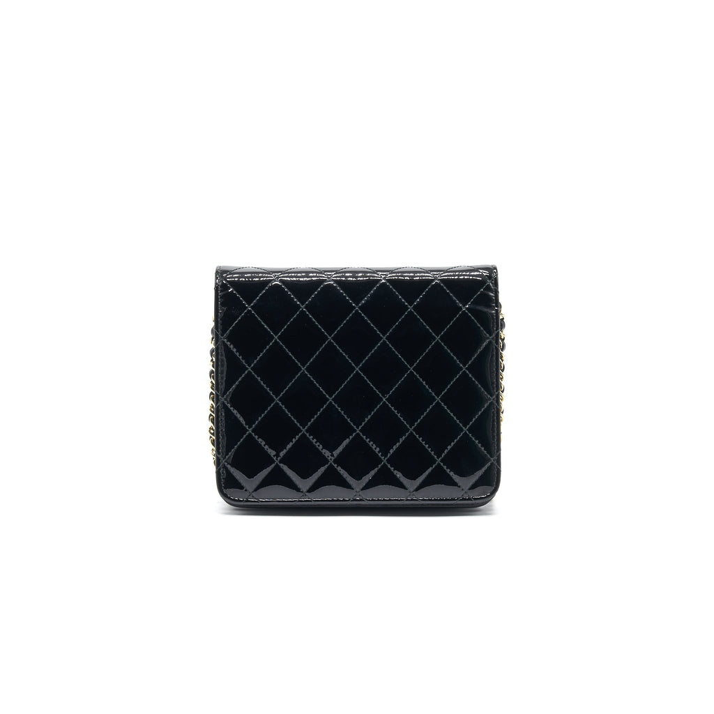 Chanel Square Wallet on Chain Patent Leather Black