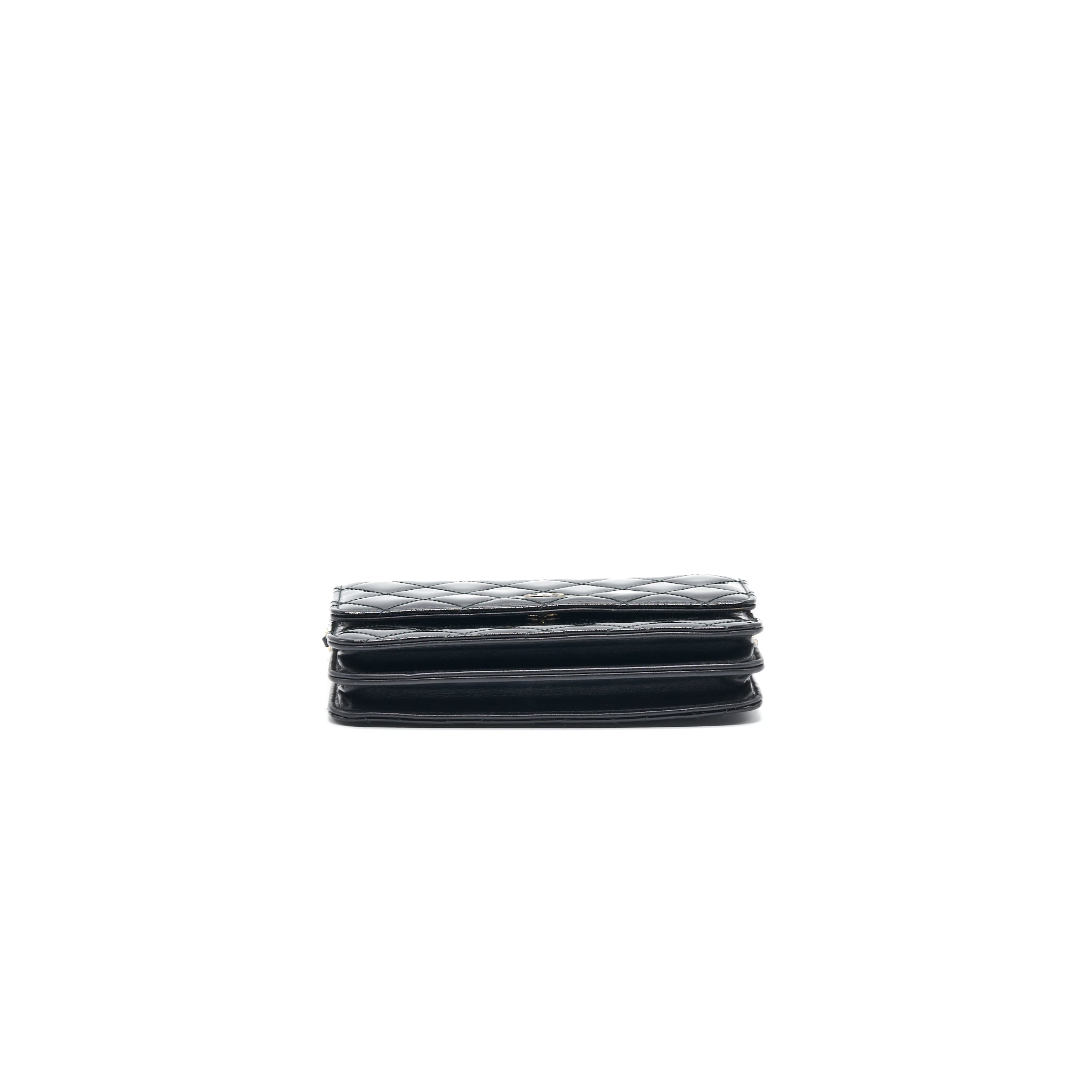 Chanel Square Wallet on Chain Patent Leather Black