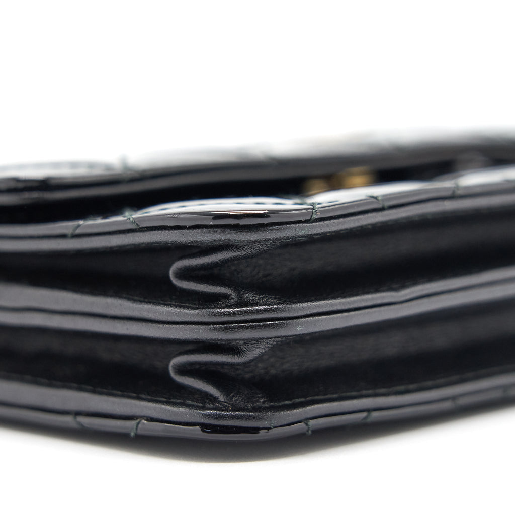 Chanel Square Wallet on Chain Patent Leather Black