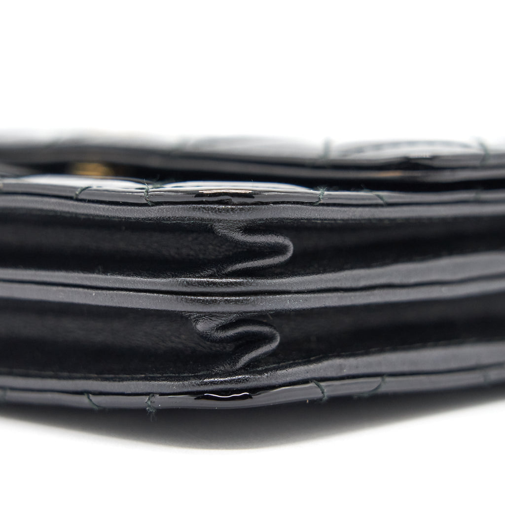 Chanel Square Wallet on Chain Patent Leather Black