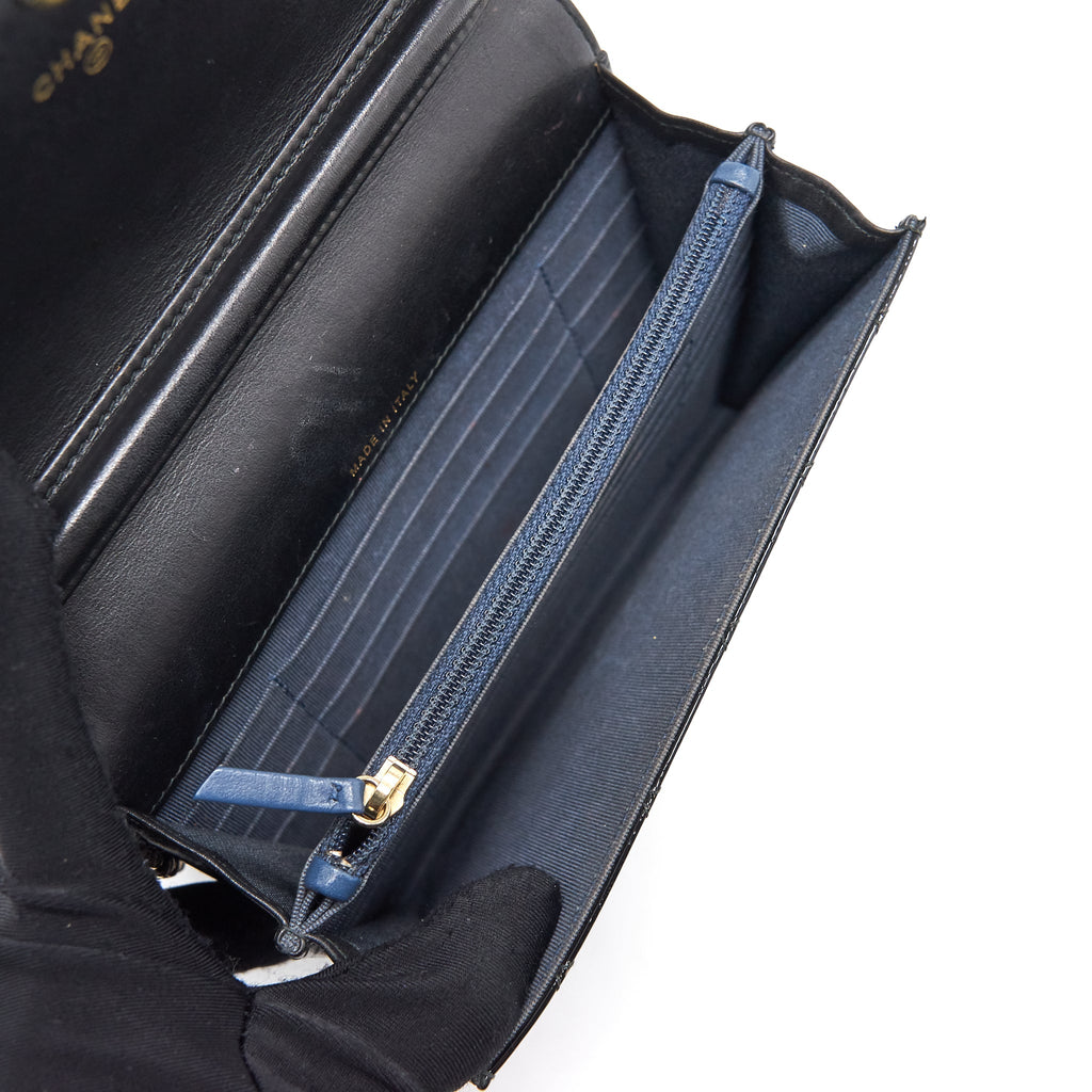 Chanel Square Wallet on Chain Patent Leather Black