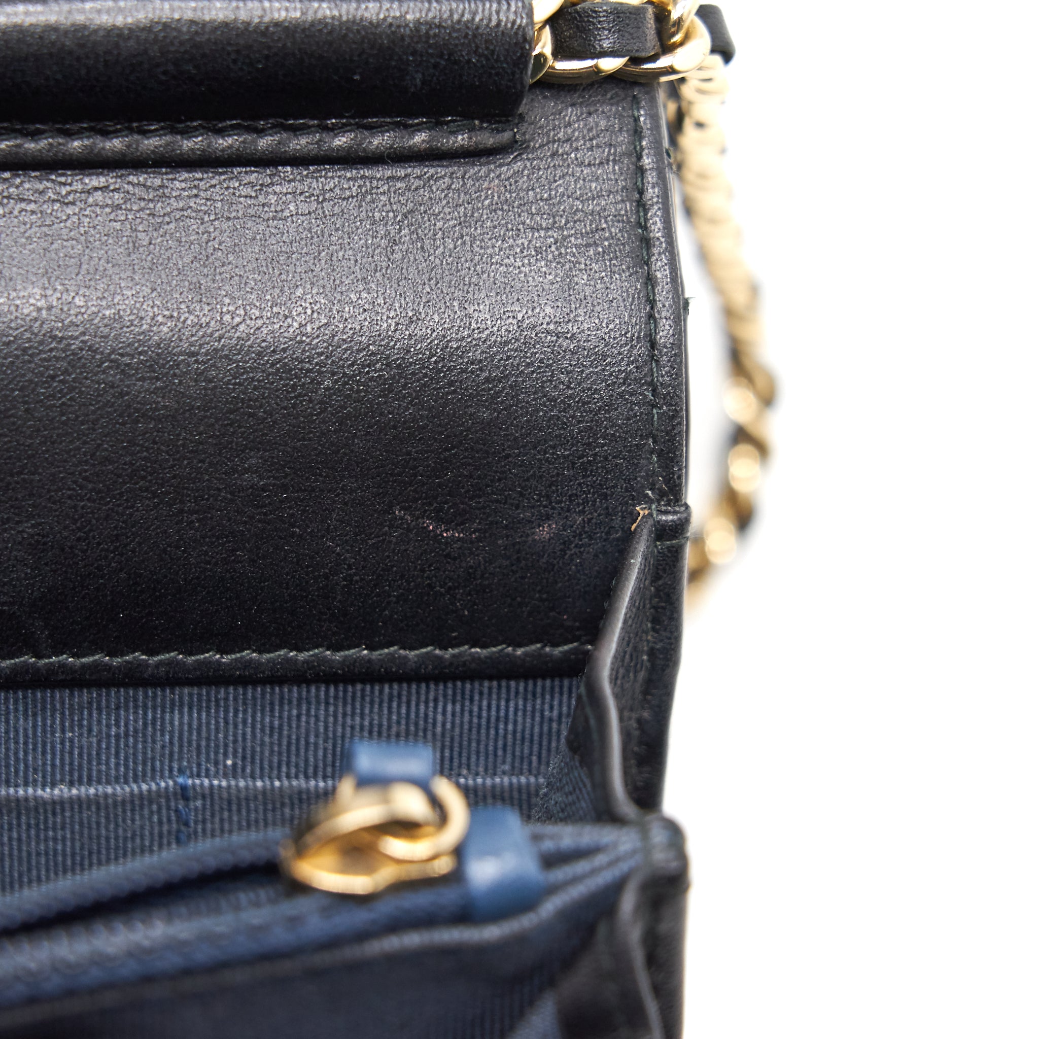Chanel Square Wallet on Chain Patent Leather Black