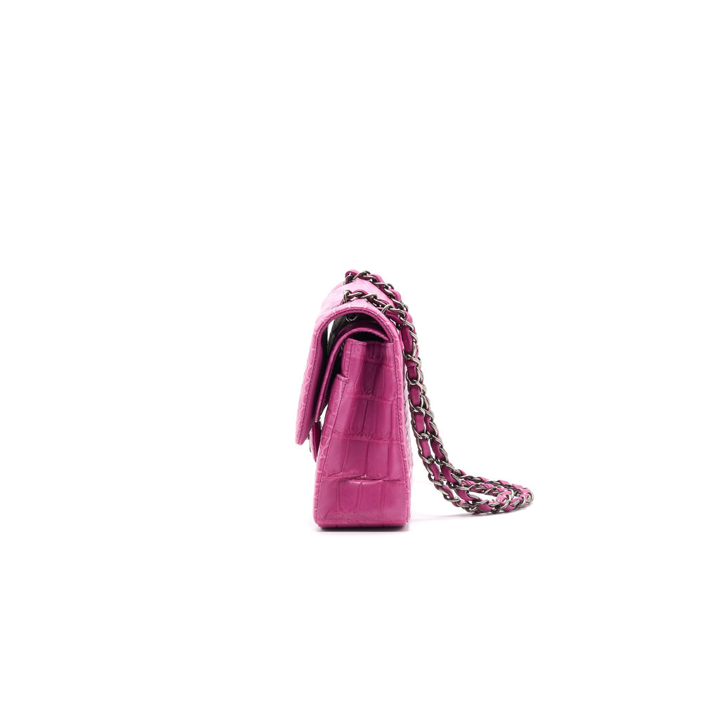 Chanel Alligator Medium Classic Double Flap Bag Pink