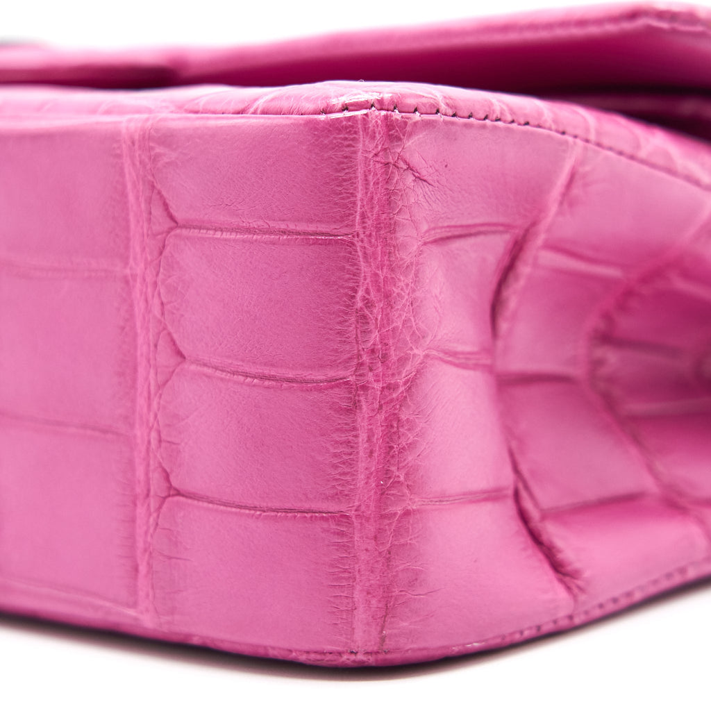 Chanel Alligator Medium Classic Double Flap Bag Pink