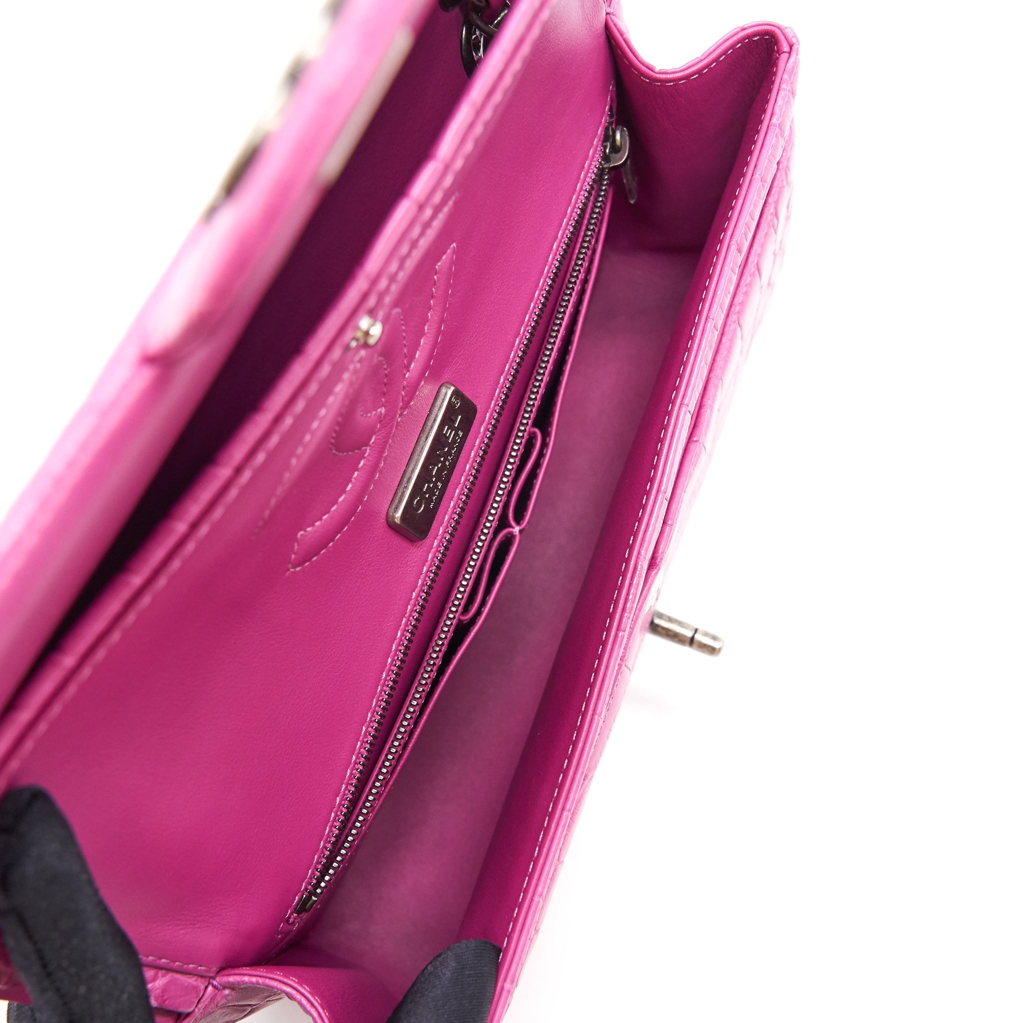 Chanel Alligator Medium Classic Double Flap Bag Pink