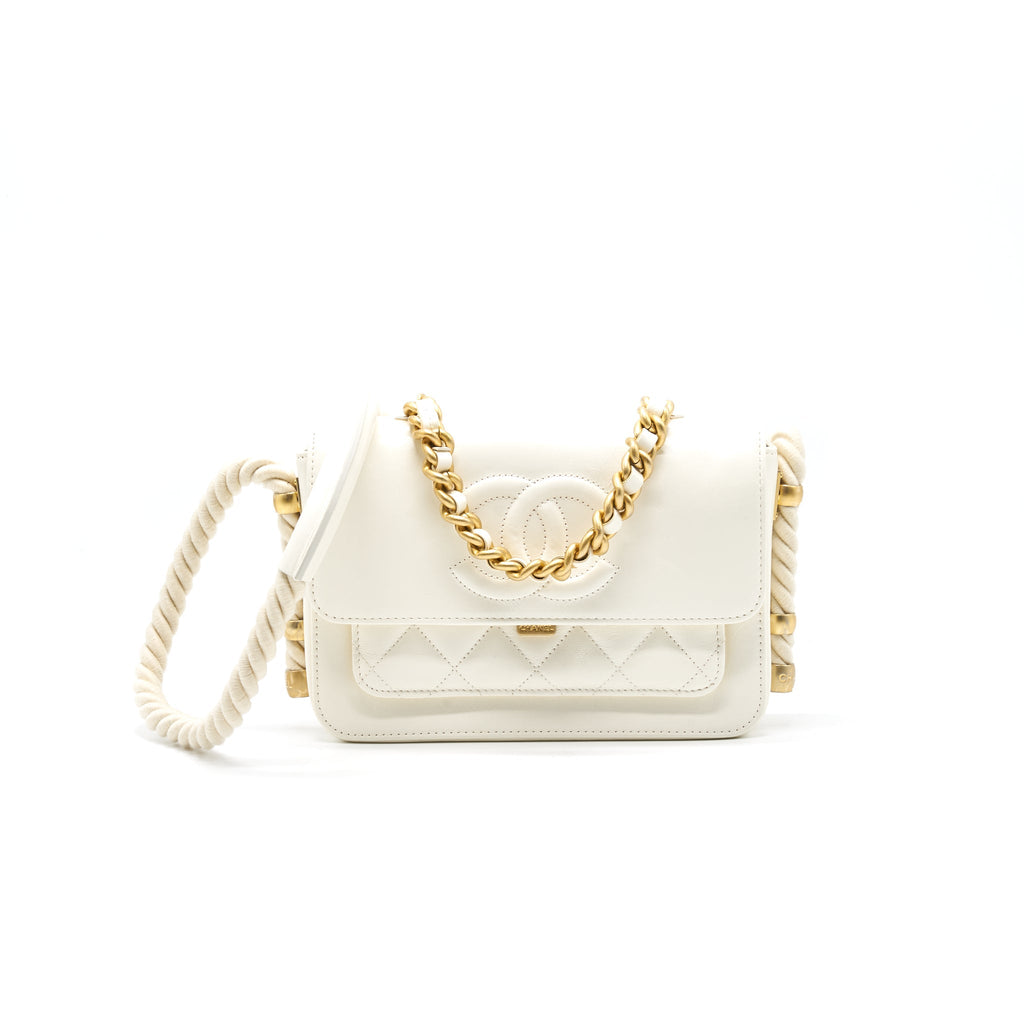 Chanel CC Leather Flap Bag White