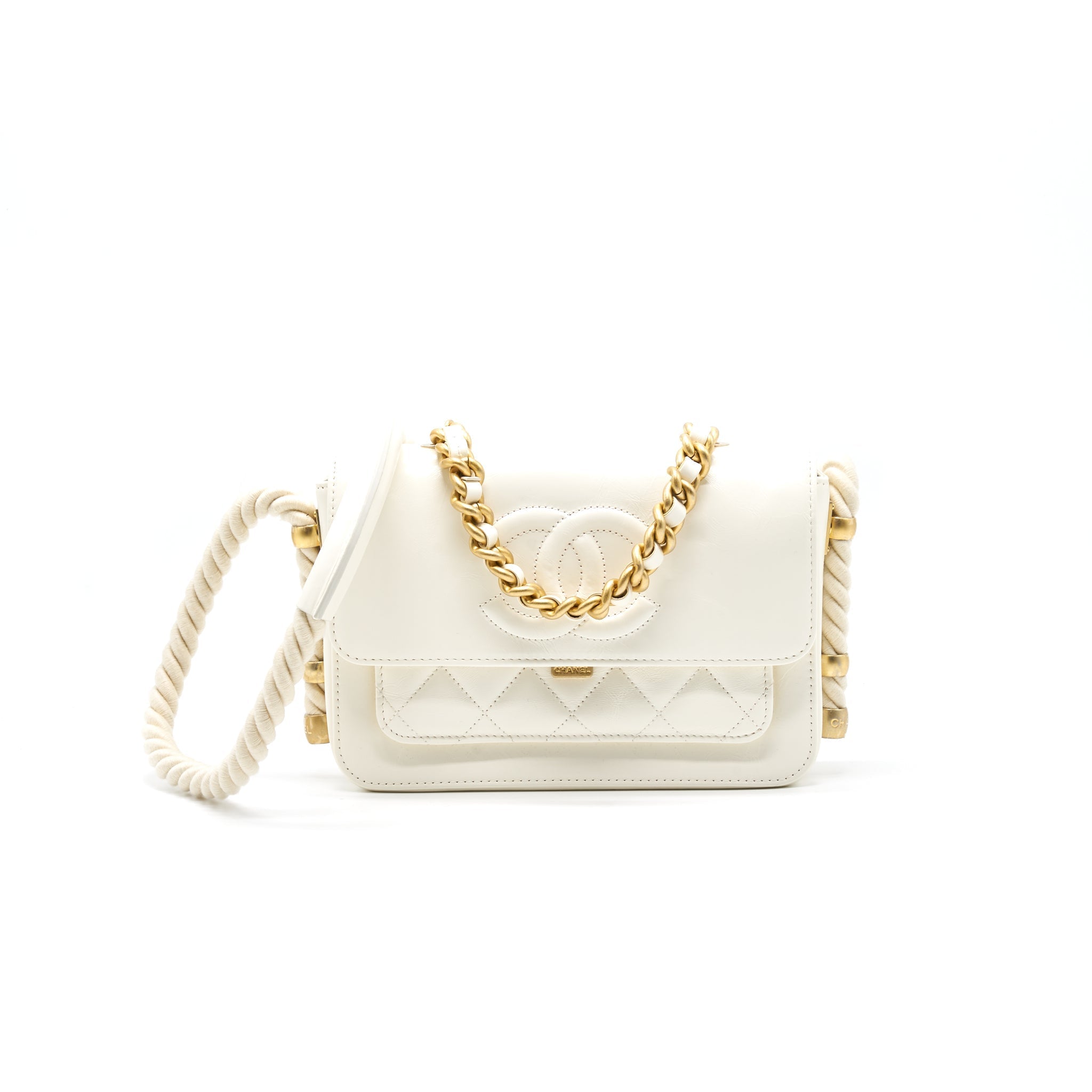 Chanel CC Leather Flap Bag White