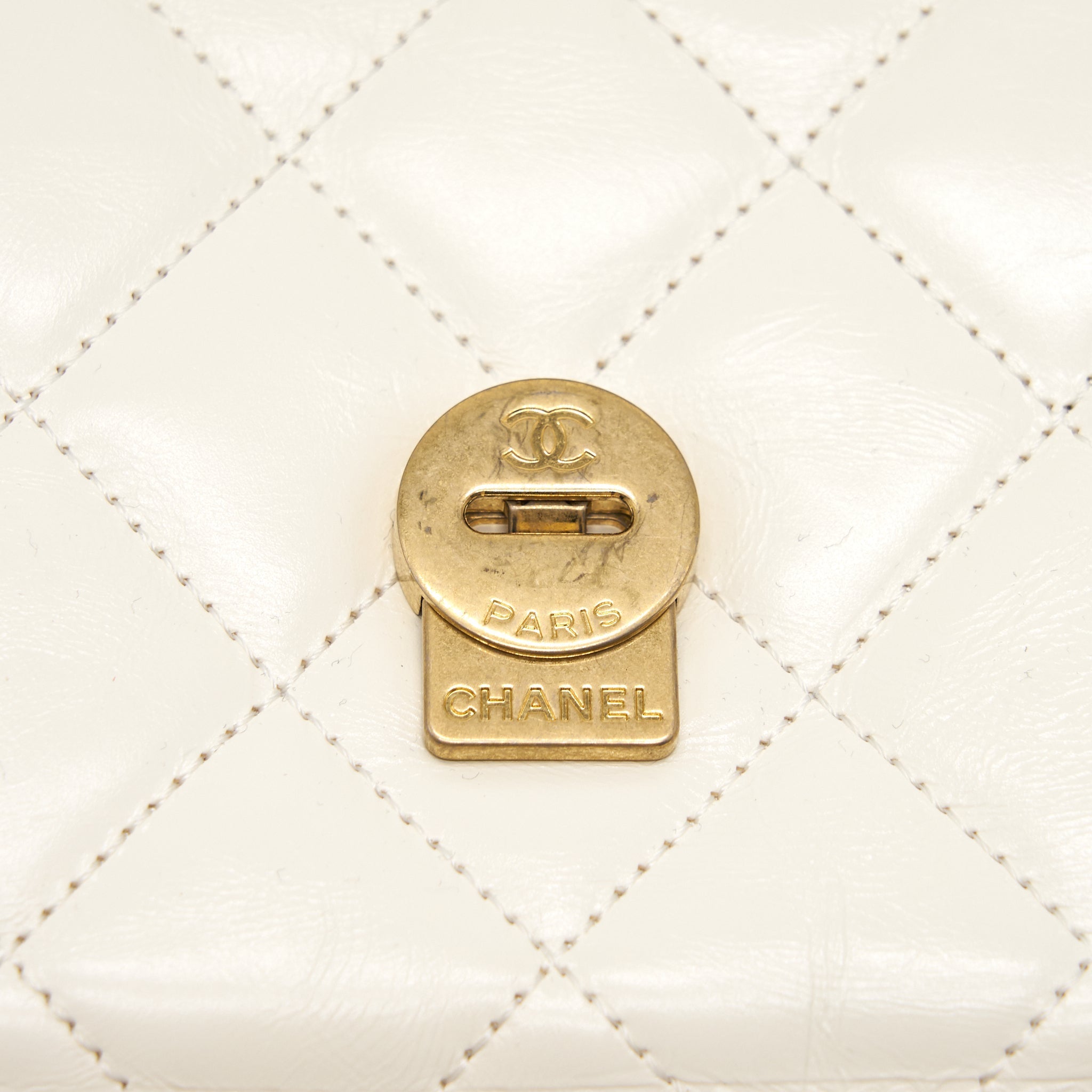 Chanel CC Leather Flap Bag White