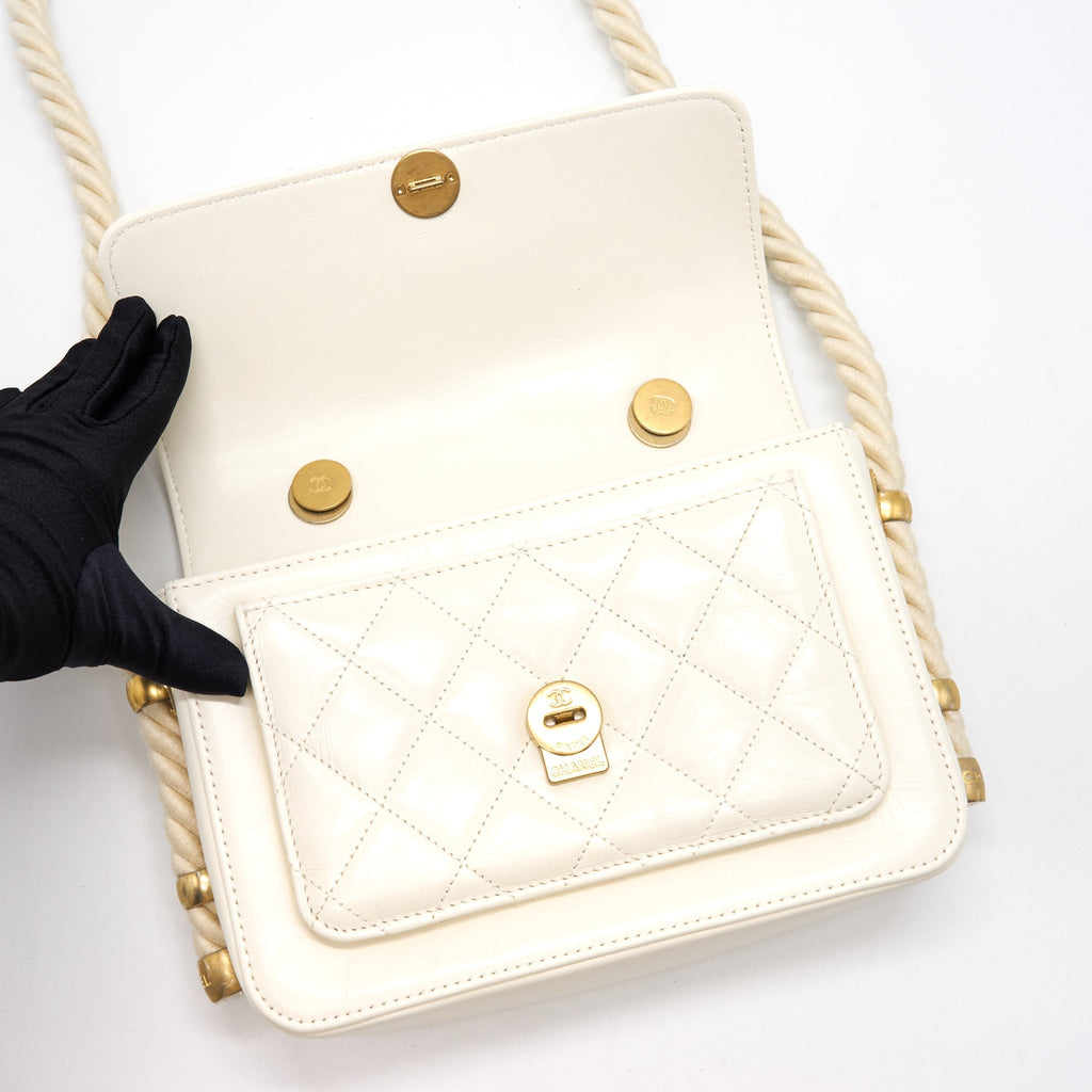 Chanel CC Leather Flap Bag White