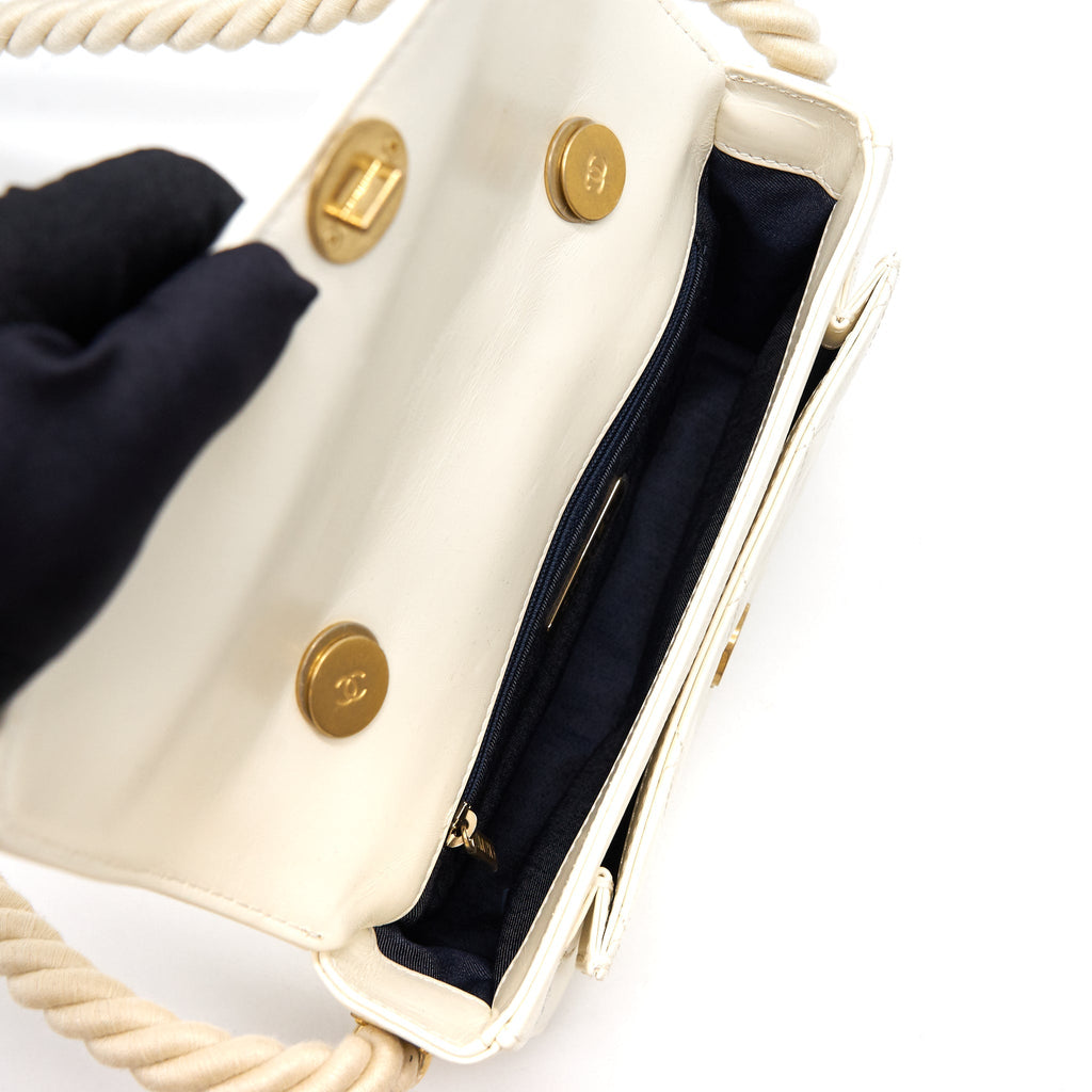 Chanel CC Leather Flap Bag White