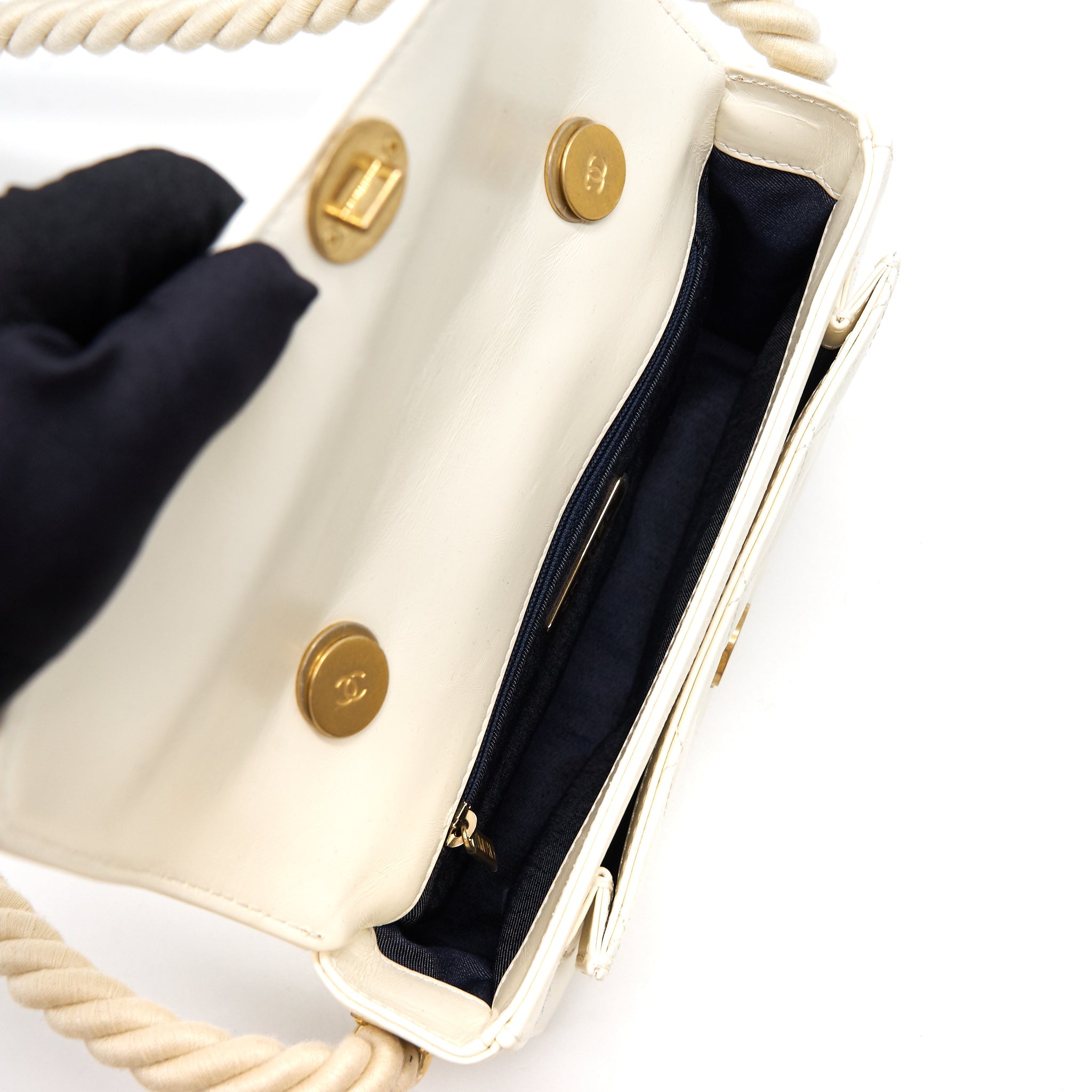 Chanel CC Leather Flap Bag White