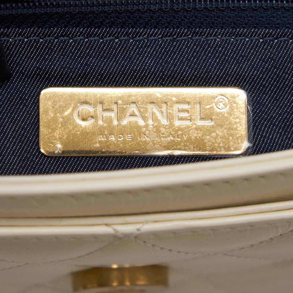 Chanel CC Leather Flap Bag White
