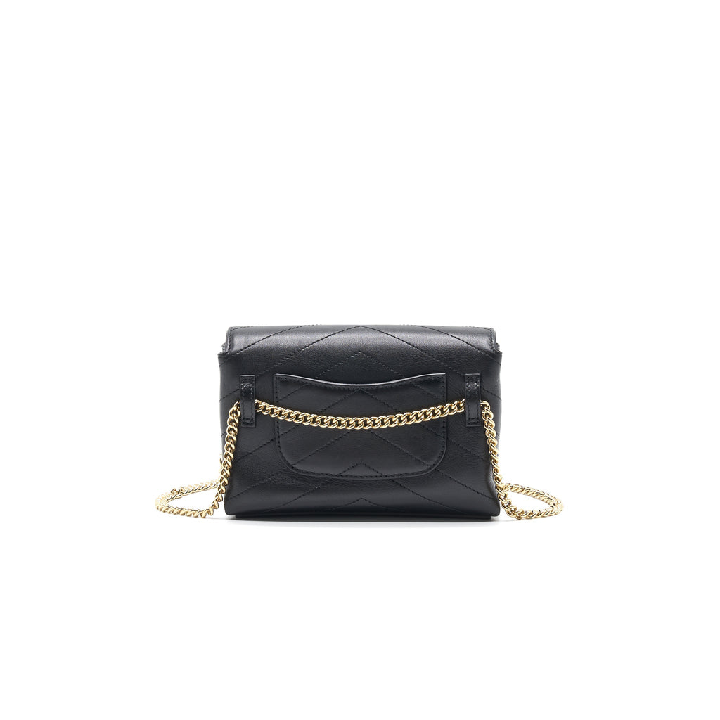 Chanel Calfskin Chevron Leather Chain Waist Bag Black