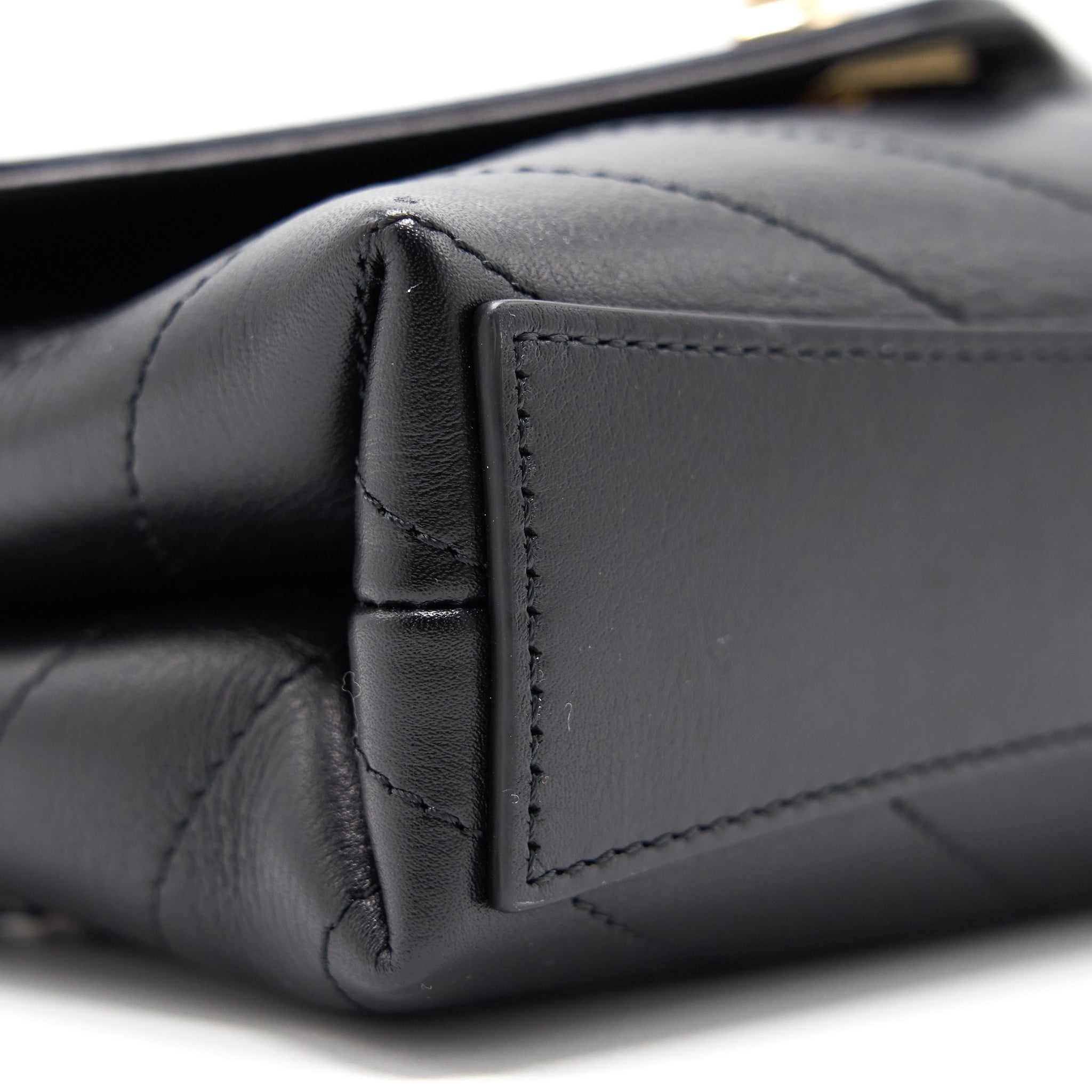 Chanel Calfskin Chevron Leather Chain Waist Bag Black