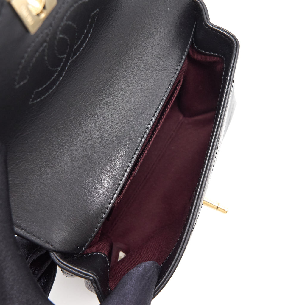 Chanel Calfskin Chevron Leather Chain Waist Bag Black