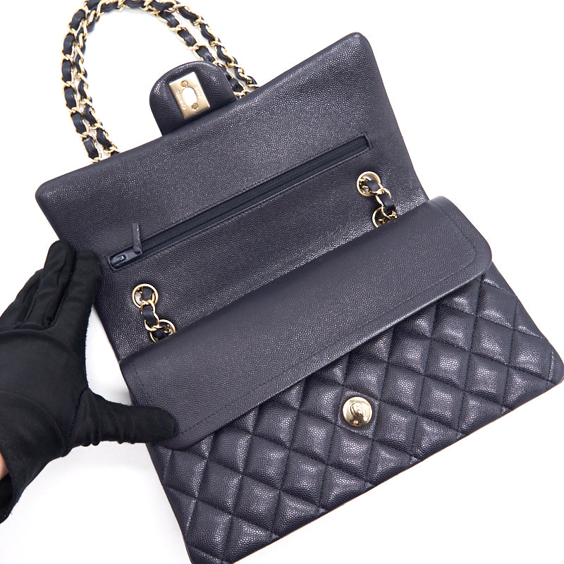 Chanel medium 25cm Classiccal double flap cavier Navy L year 2020