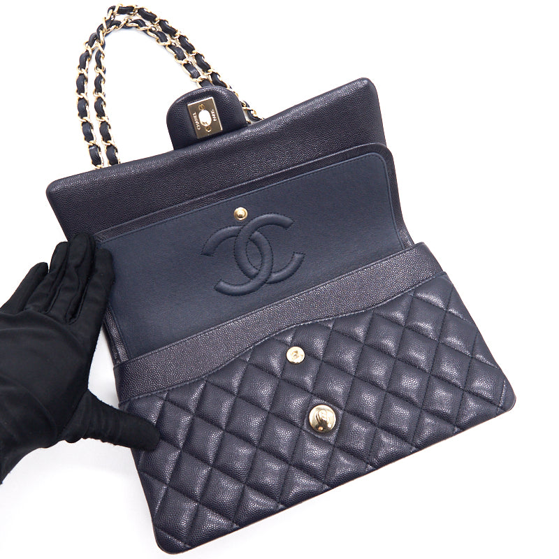 Chanel medium 25cm Classiccal double flap cavier Navy L year 2020