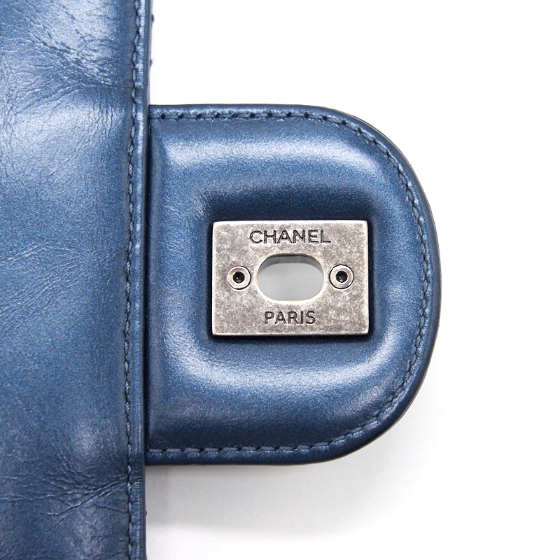 Chanel Flap Bag Dark Blue Ruthenium Hardware