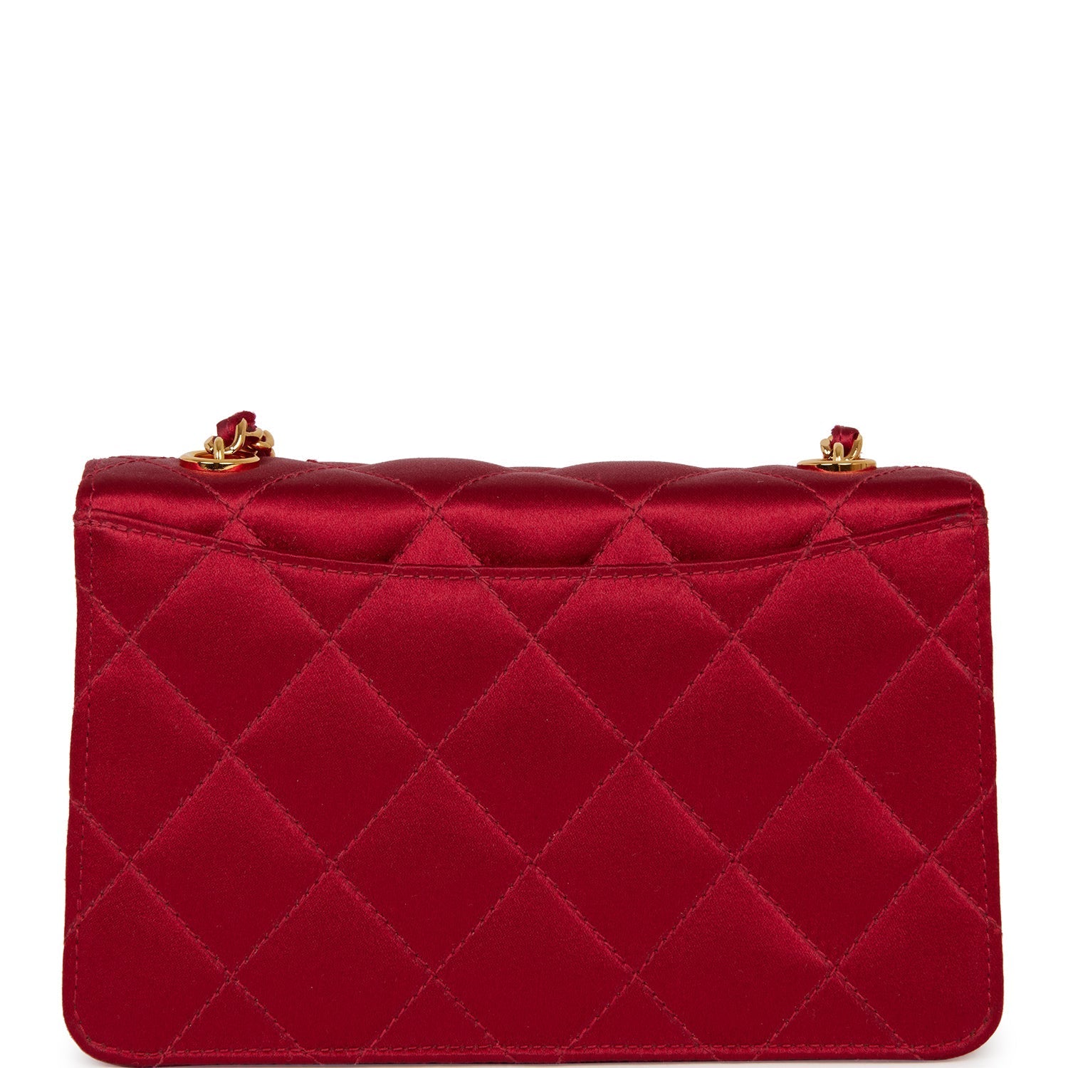 Chanel Vintage Mini Flap Bag Red Satin Gold Hardware
