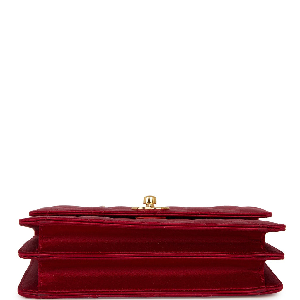 Chanel Vintage Mini Flap Bag Red Satin Gold Hardware