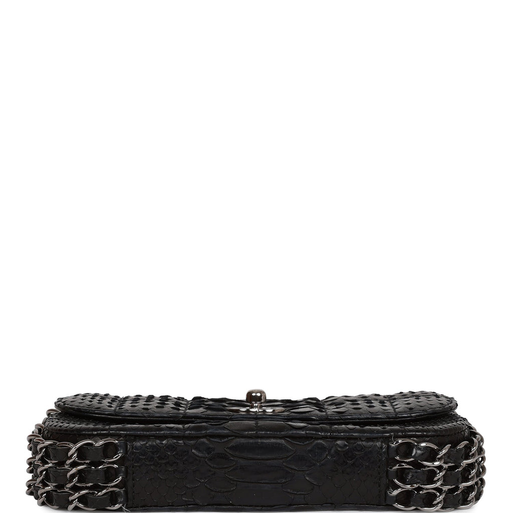 Chanel Vintage Mini Flap Bag Black Python Silver Hardware