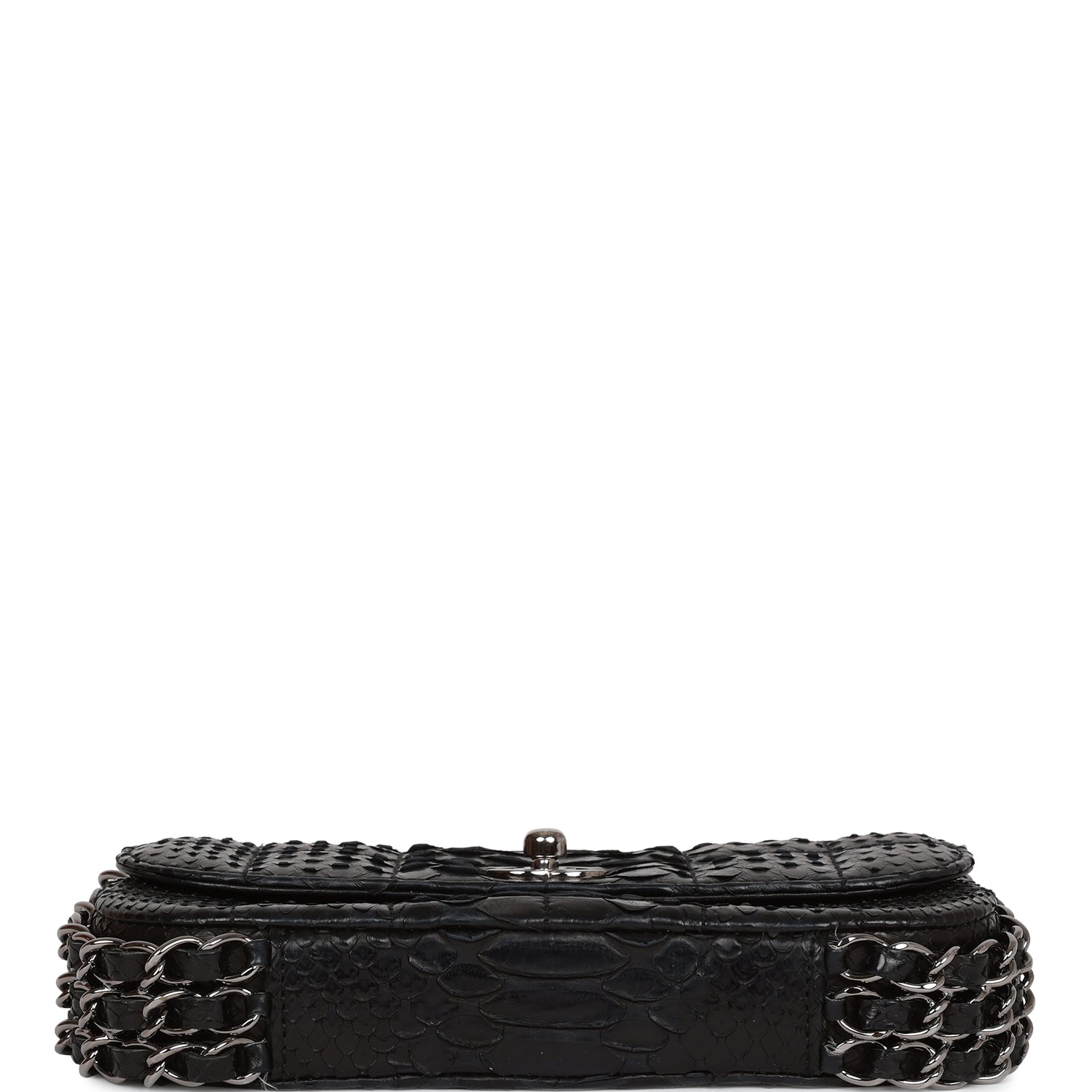 Chanel Vintage Mini Flap Bag Black Python Silver Hardware