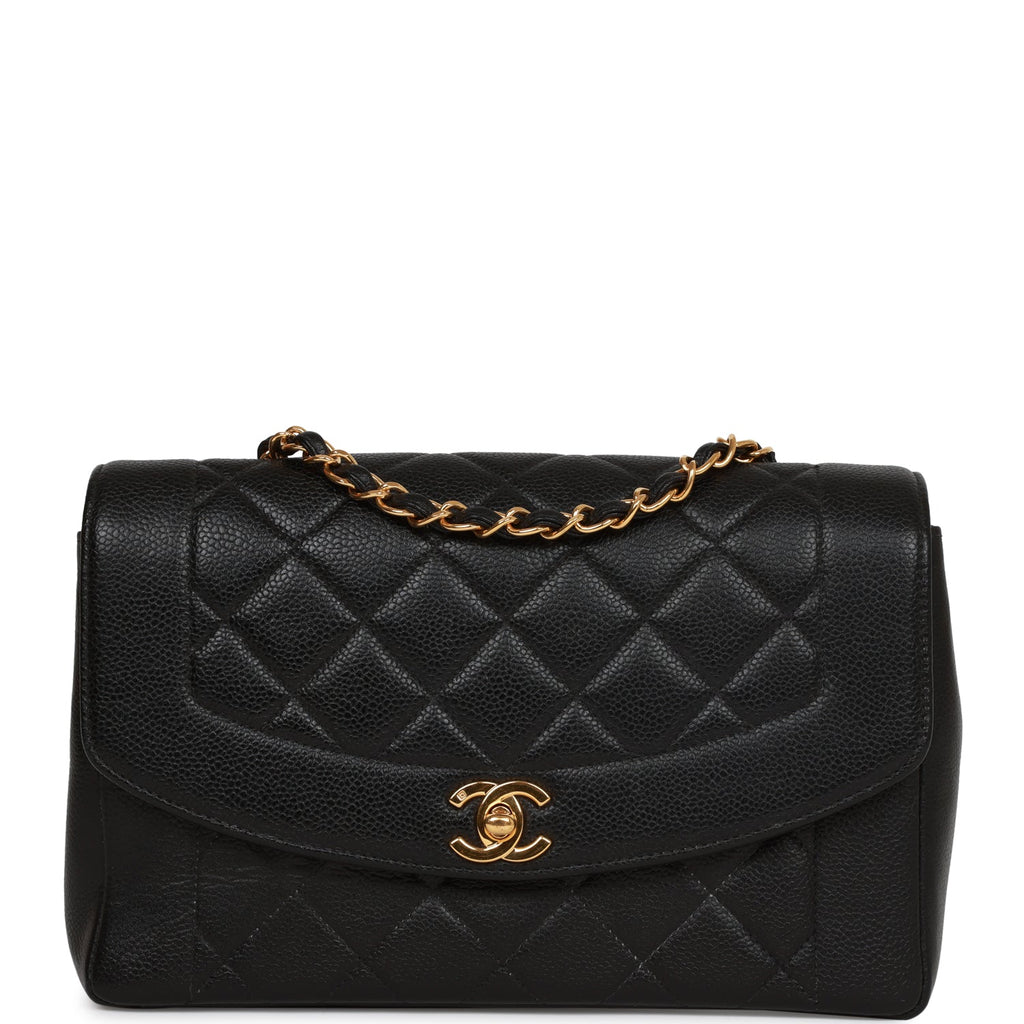Chanel Vintage Medium Diana Flap Bag Black Caviar Gold Hardware