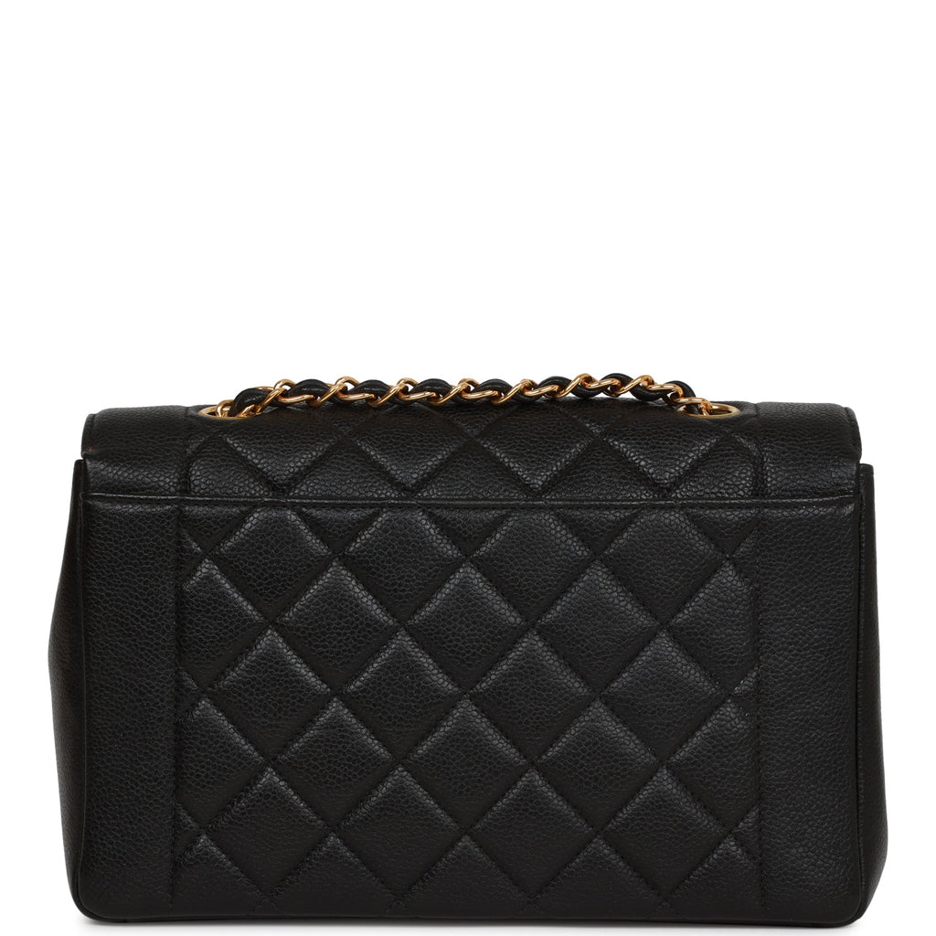 Chanel Vintage Medium Diana Flap Bag Black Caviar Gold Hardware