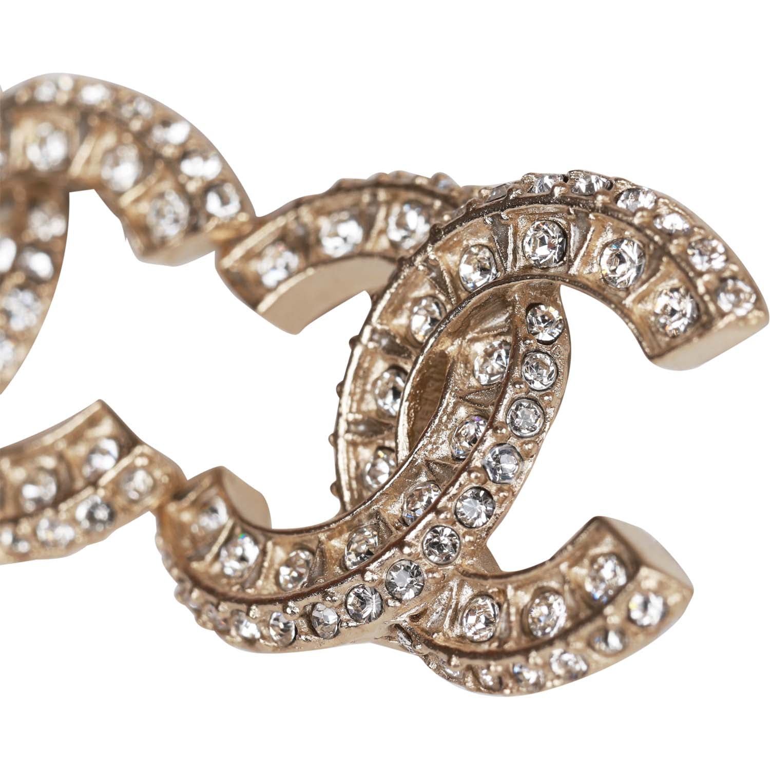 Chanel Gold Crystal CC Earrings