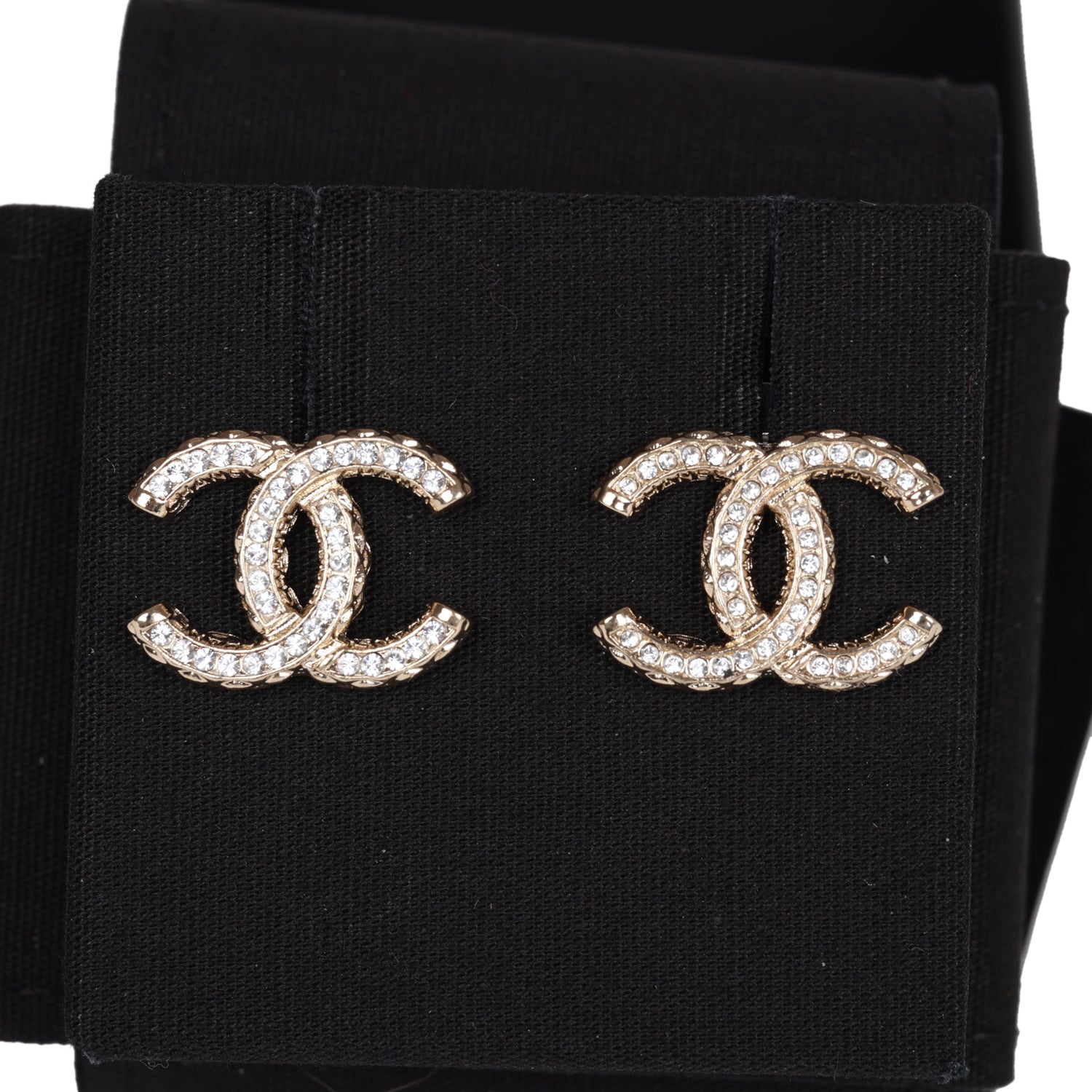 Chanel Gold Crystal CC Earrings