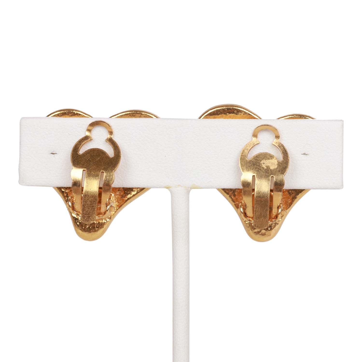 Chanel Vintage Blue CC Logo Gripoix Heart Earrings