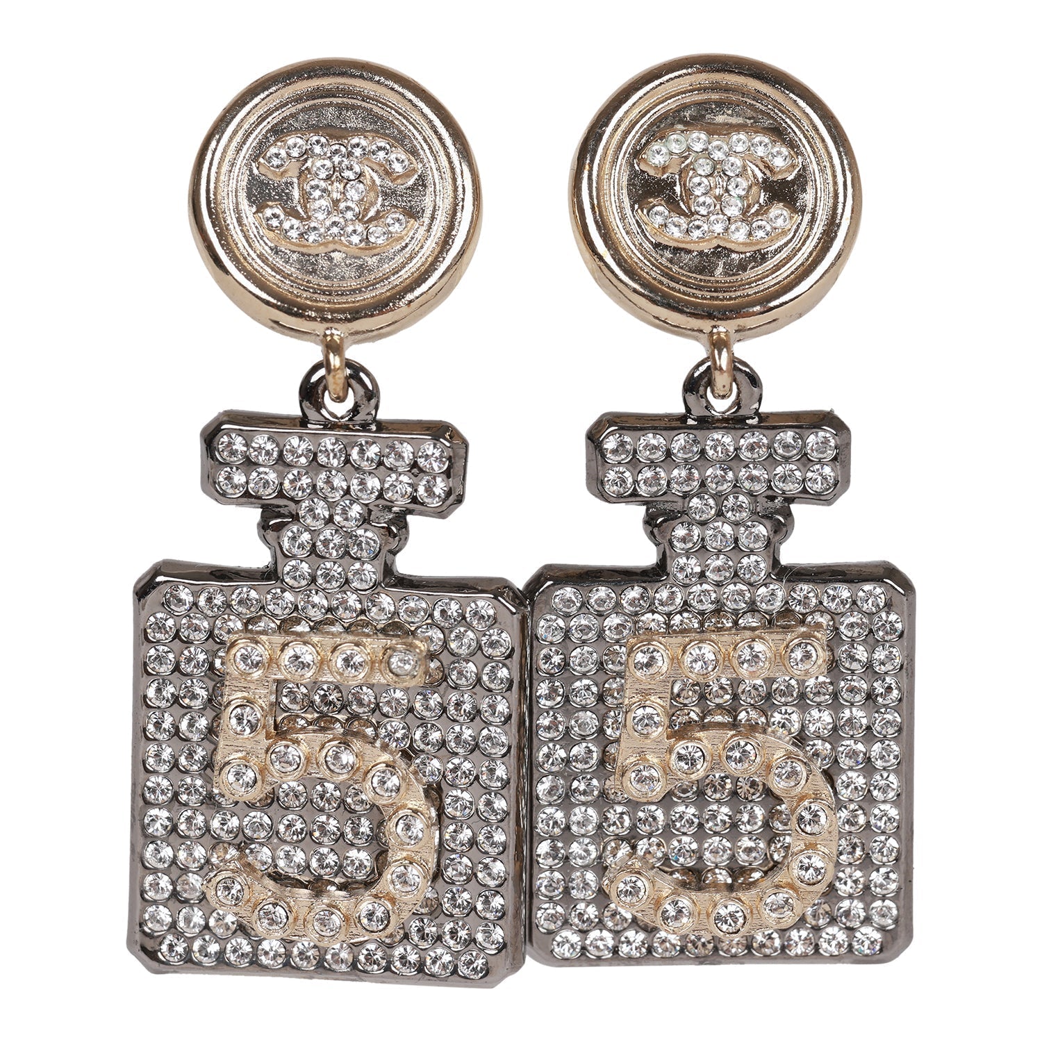 Chanel Crystal Embellished No. 5 Bottle Earrings