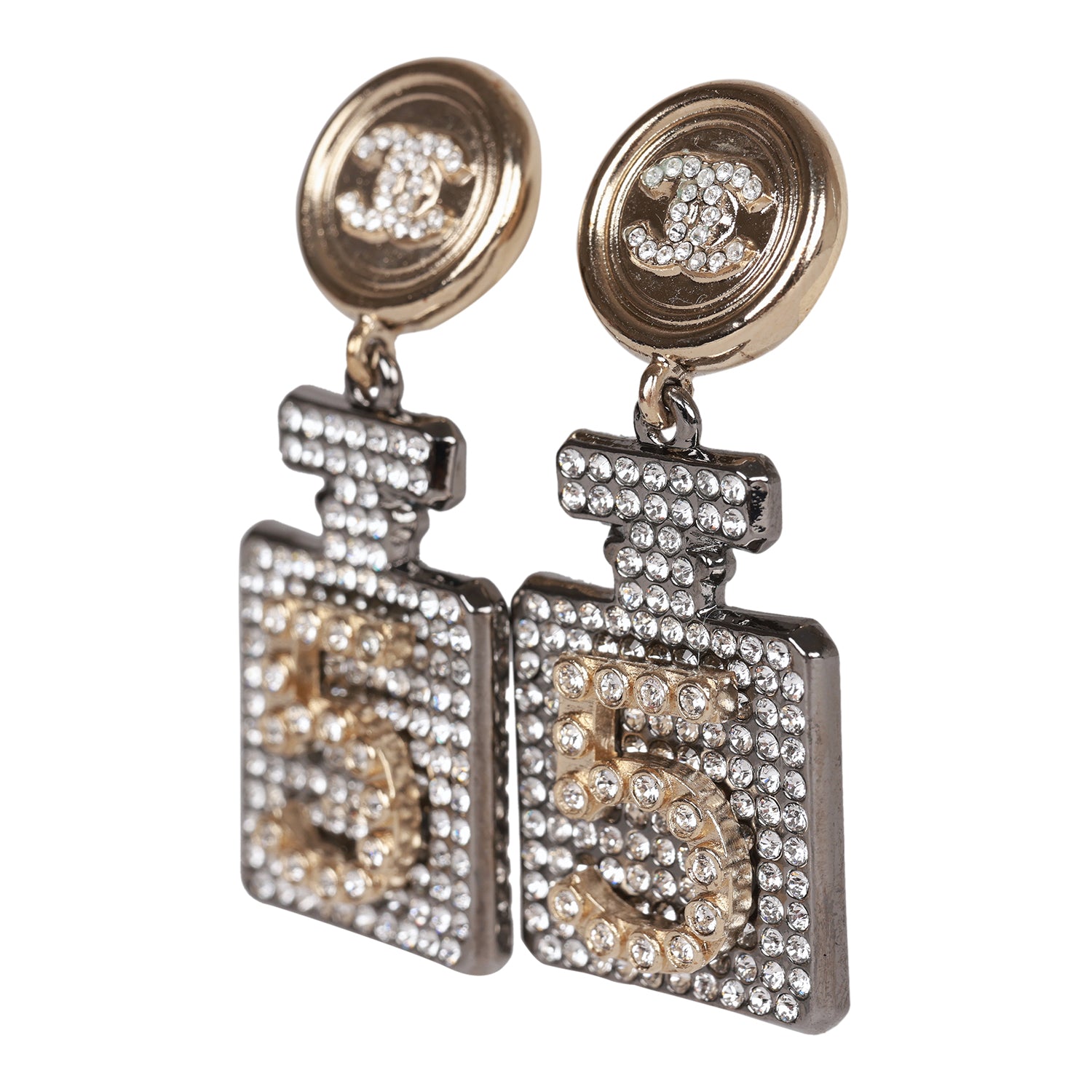 Chanel Crystal Embellished No. 5 Bottle Earrings